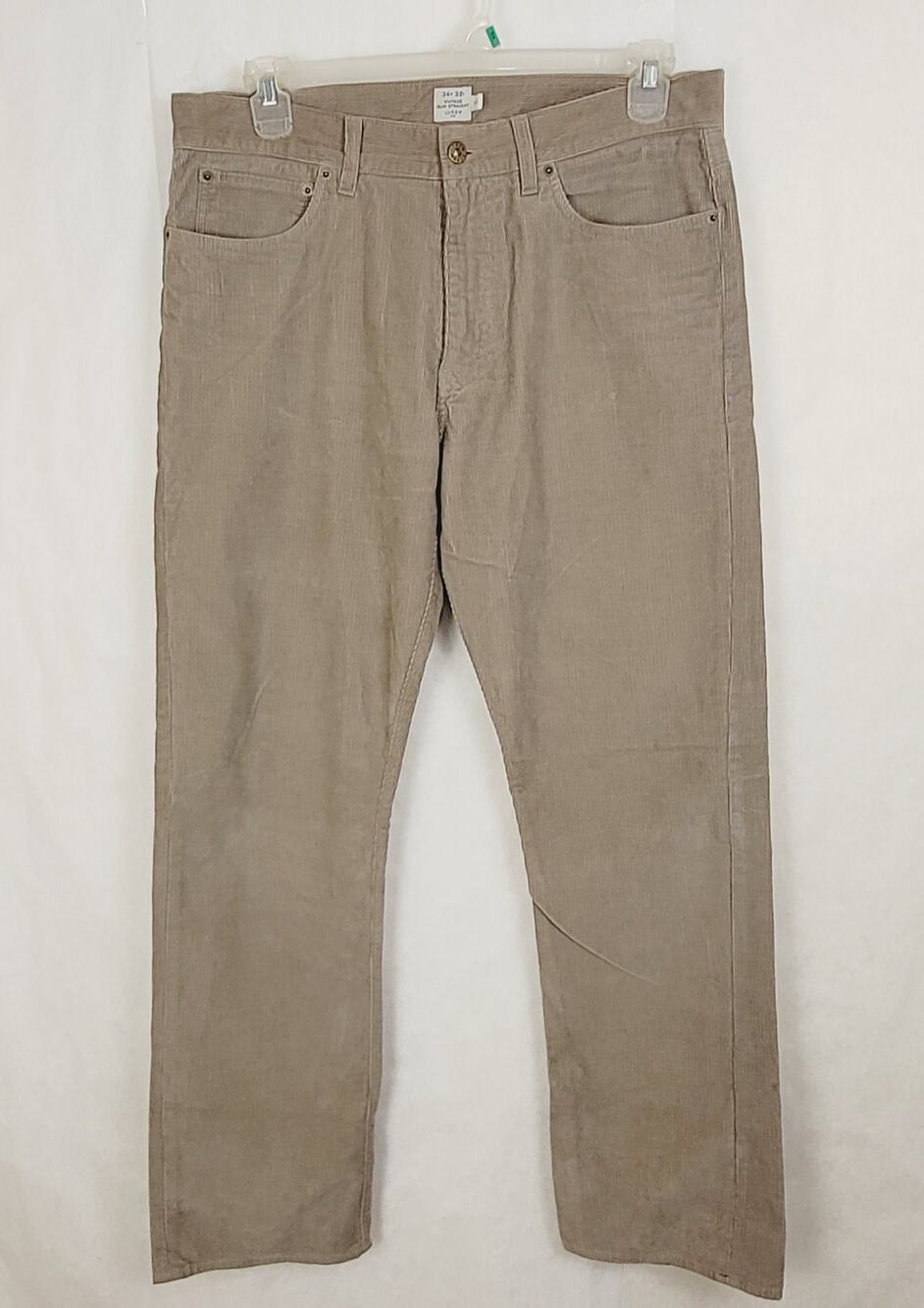 J.Crew Vintage Slim Straight tan corduroy pants size 34/32 Mens Preppy Classic